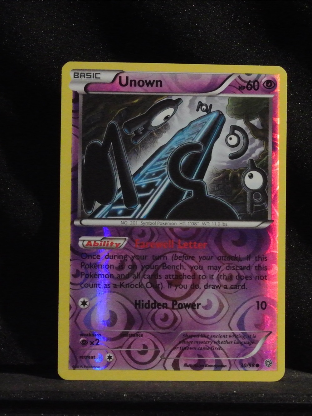 Vintage Pokémon Unown Holographic Trading Card - XY Reverse